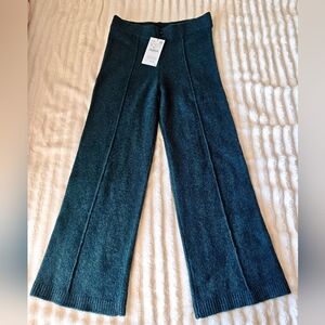 NWT ZARA bottle green WIDE LEG KNIT PANTS